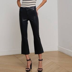 L’agence Faux leather wide leg pants women’s size 28 raw hem high rise Kendra